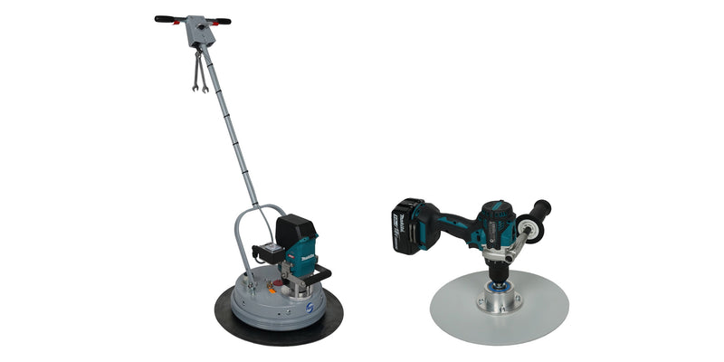 Akku-Glättmaschine EFS 200 Akku und Akku-Rand-Handglätter RHG 300 von Früh Maschinen
