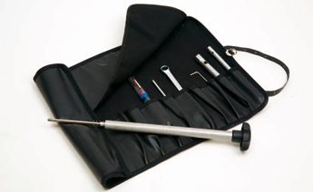 Assembly tools in a roll-up bag